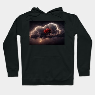 Red Broken Heart in the Clouds /  Broken Hearts Unwind Designs Hoodie